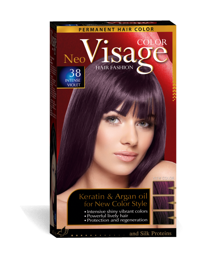 Cтійка фарба для волосся VISAGE 38 Насичений фіолетовий, 50/50/20 мл