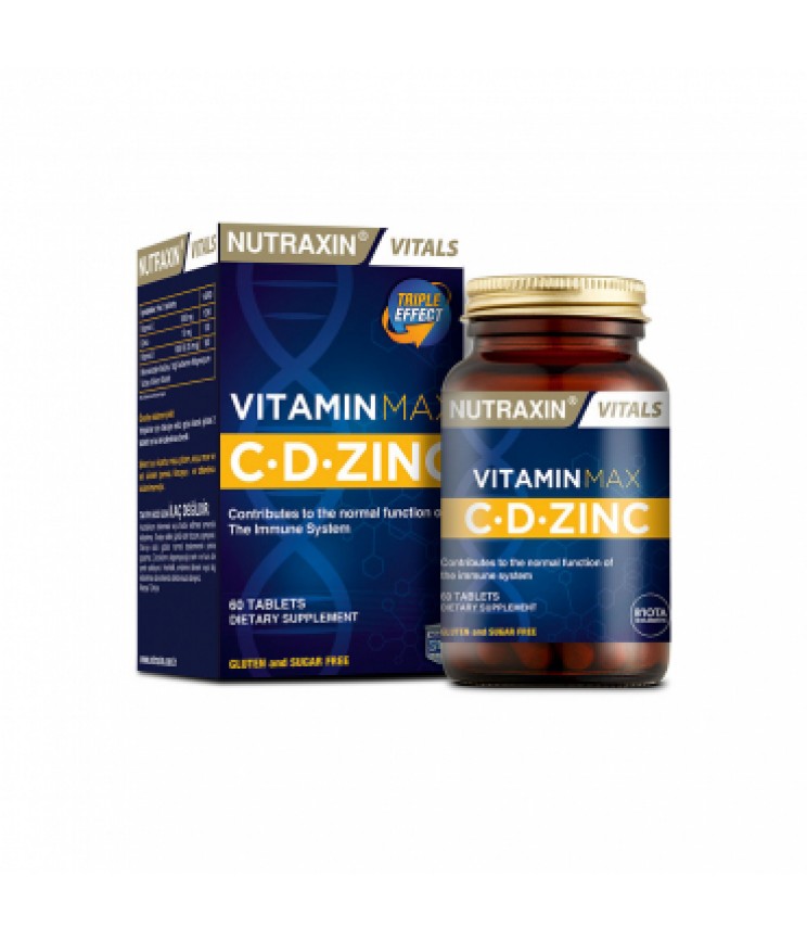 Дієтична добавка "Комплекс вітамінів C, D та цинк" NUTRAXIN, 60 таблеток